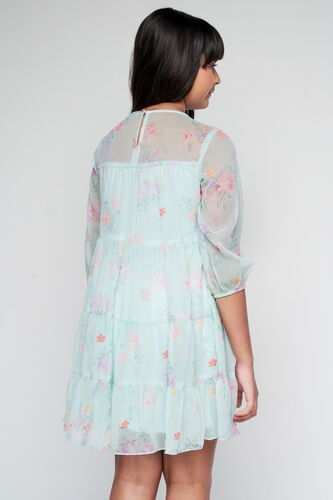 Flower and Petals Flared Dress, Green, image 5